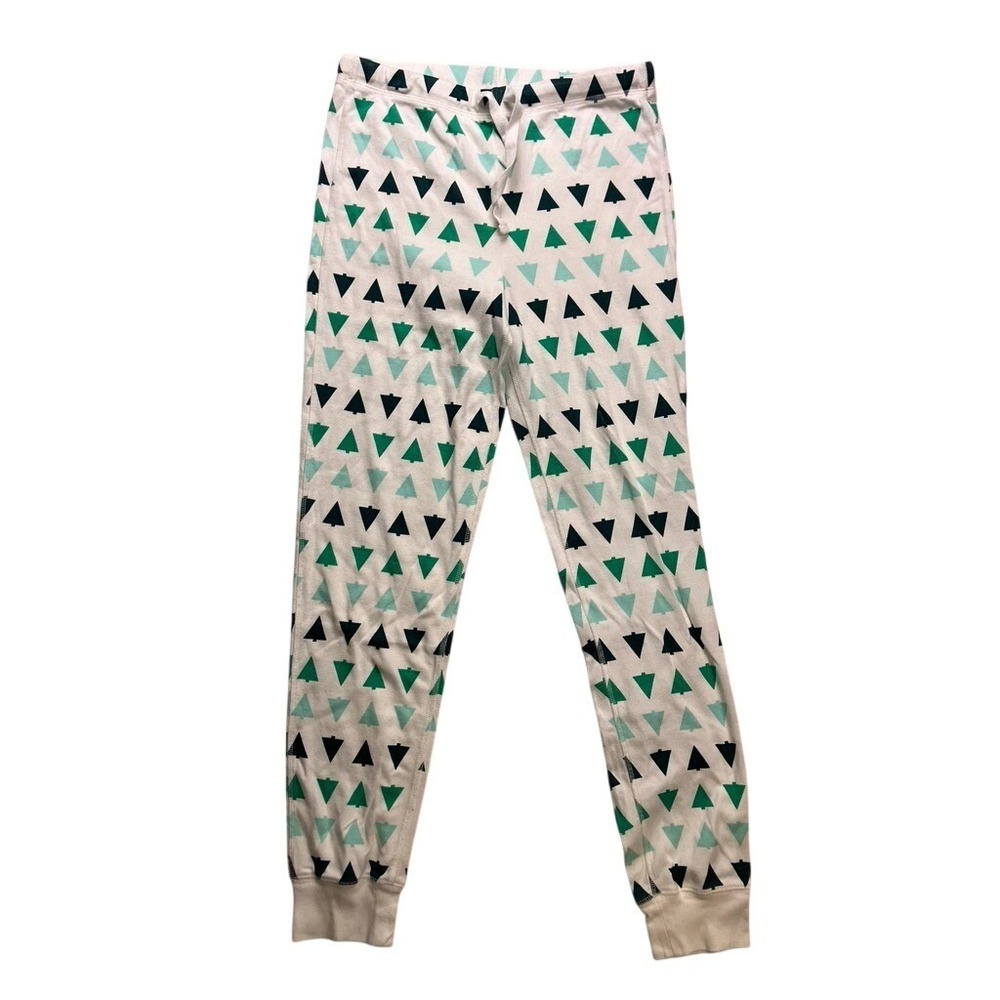 Primary Pajama Pants Adult Small White Green Christmas Tree Organic‎ Cotton